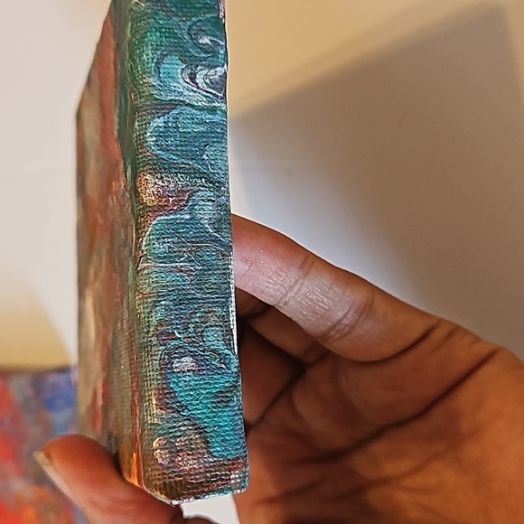 Hand Crafted acrylic pour fluid artwork upcycled wall decor handmade painting - Picture 11 of 12